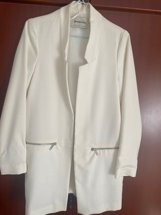 Chaqueta Stradivarius Blanca Mujer Talla S