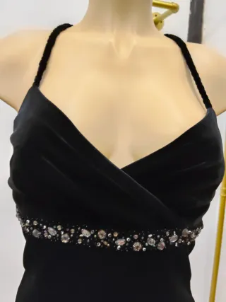 Top Terciopelo Negro Pedrería Talla 44