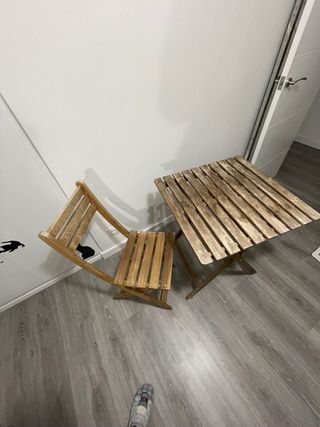 Mesa y Silla Balcón Madera Ikea