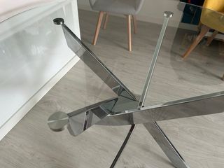 Mesa redonda comedor cristal y metal