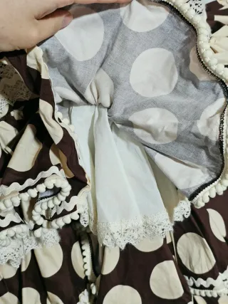 Vestido Flamenca Marrón Lunares Beige T.38