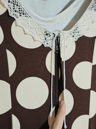 Vestido Flamenca Marrón Lunares Beige T.38