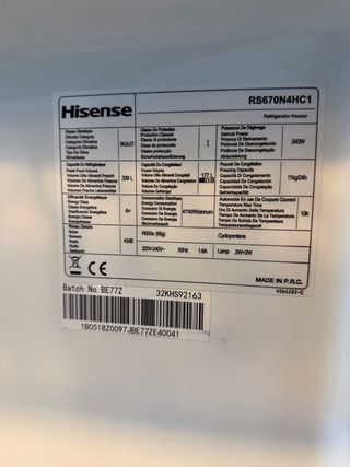 NEVERA AMERICANA HISENSE INOX SEGUNDAMANO