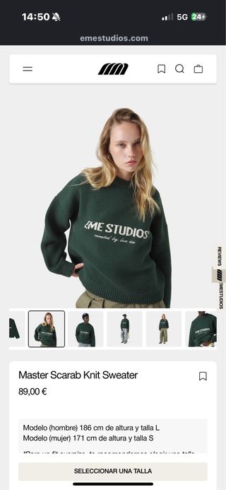 EME STUDIOS Jersey Verde Talla M