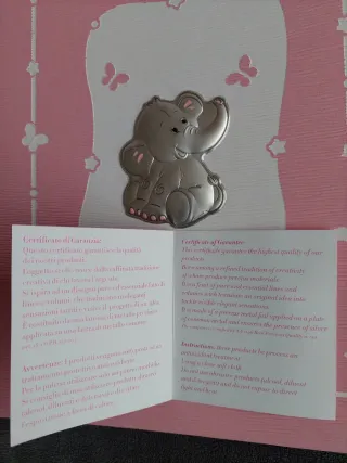 Album nascita con elefante in argento