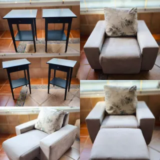 Sofá extensible + 2 mesitas