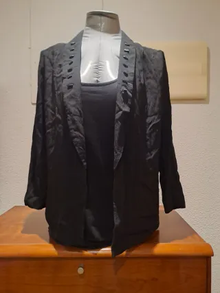 Bléiser negro manga larga mujer