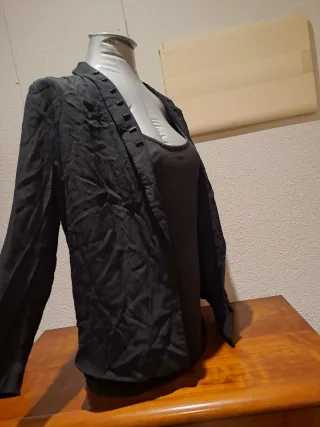 Bléiser negro manga larga mujer