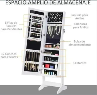 Espejo Joyero Blanco con Luces LED