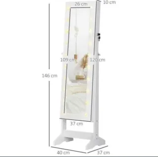 Espejo Joyero Blanco con Luces LED