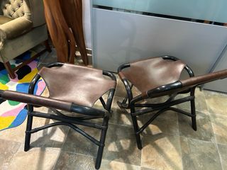 2 Sillas de Cuero y Bambú (1960-70)