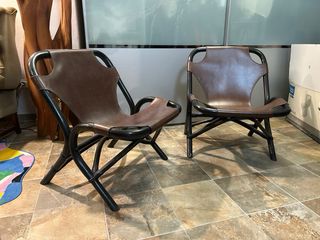 2 Sillas de Cuero y Bambú (1960-70)