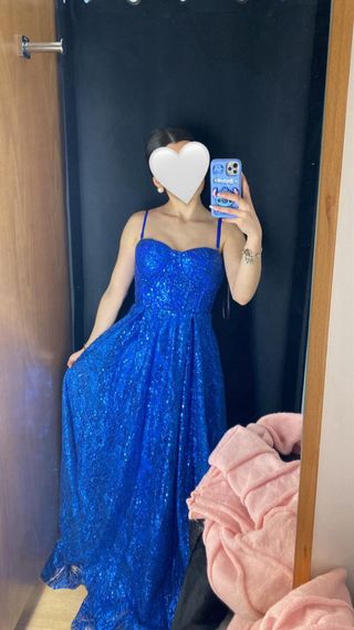 Vestido Fiesta Brillante Eva Et Lola Azul