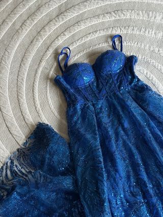 Vestido Fiesta Brillante Eva Et Lola Azul