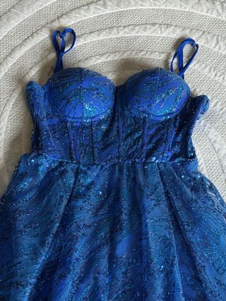 Vestido Fiesta Brillante Eva Et Lola Azul