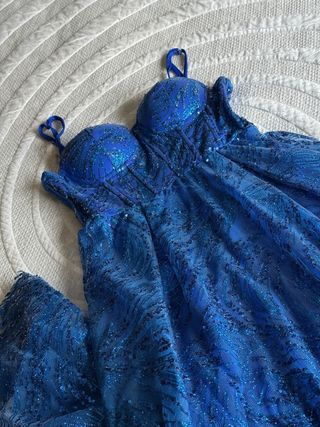 Vestido Fiesta Brillante Eva Et Lola Azul