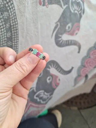 Anello Argento con Rubino e Smeraldo