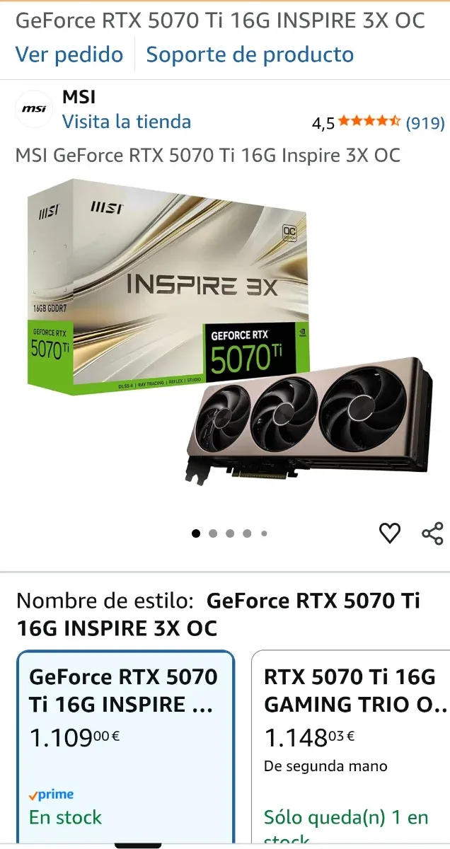 MSI GeForce RTX 5070 Ti 16G Inspire 3X OC