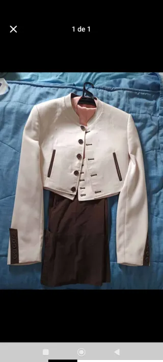 Traje de Flamenco Blanco y Marrón