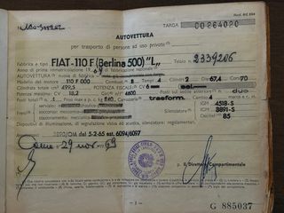 Targhe auto vintage in plastica, anno 1969