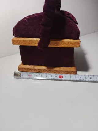 Caja de costura vintage terciopelo y madera