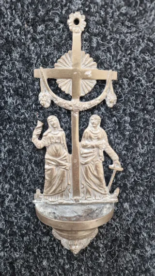 Antica Acquasantiera in ottone XIX sec.