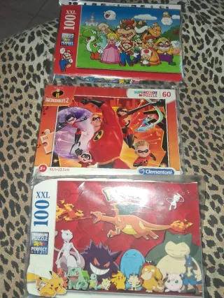Lotto 3 Puzzle Supercolor Incredibles Pokemon Mari