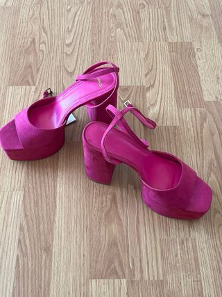 Sandalias Mango Fucsia Plataforma Pulsera