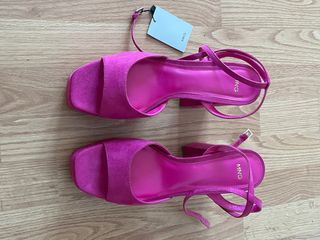 Sandalias Mango Fucsia Plataforma Pulsera