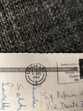 Cartolina Londra 1968 e francobollo Elisabetta