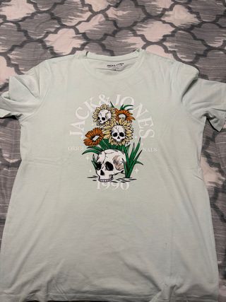 Camiseta Jack & Jones Estampada Calavera Flores Ta