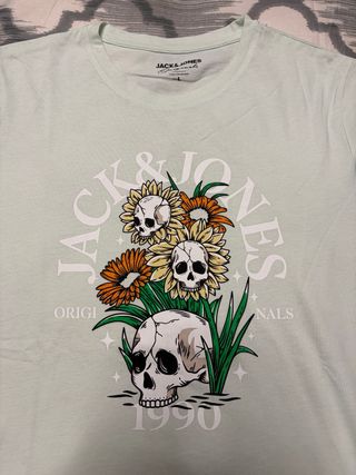 Camiseta Jack & Jones Estampada Calavera Flores Ta