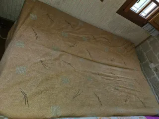 Sofá Cama Tela Beige y Marrón