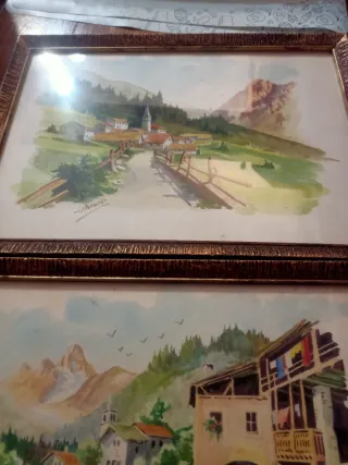 3 Quadri Acquerelli Incorniciati