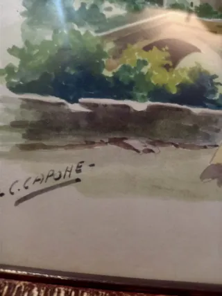 3 Quadri Acquerelli Incorniciati