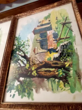 3 Quadri Acquerelli Incorniciati