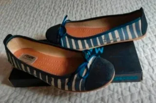 Bailarinas B&W Rayas Azul Blanco