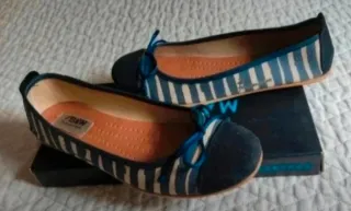 Bailarinas B&W Rayas Azul Blanco