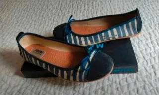 Bailarinas B&W Rayas Azul Blanco