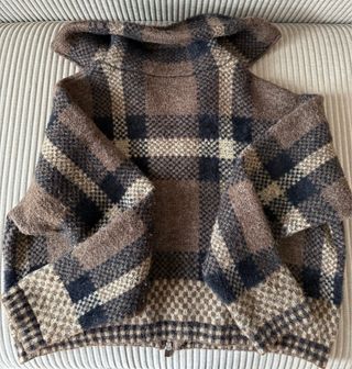 Chaqueta mujer punto Zara Cuadros Beige y Marrón