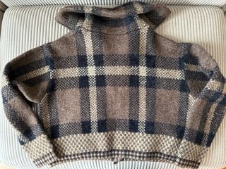 Chaqueta mujer punto Zara Cuadros Beige y Marrón