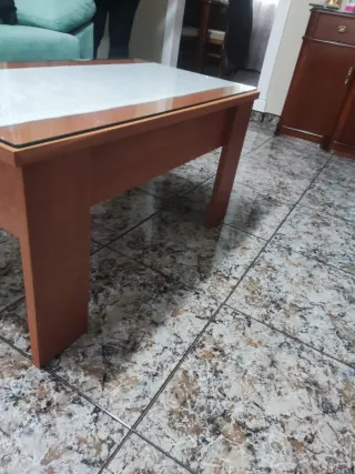 Mesa de centro elevable madera y cristal