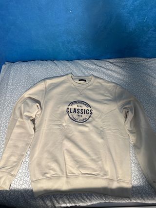 Felpa girocollo color burro con stampa