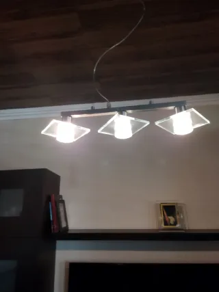 2 Lámparas de techo inox y vidrio