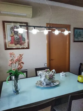 2 Lámparas de techo inox y vidrio