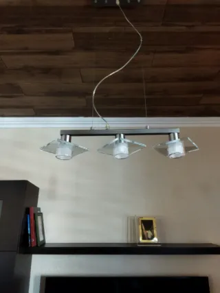 2 Lámparas de techo inox y vidrio