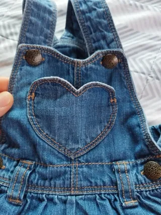 Salopette bimba in denim con cuore