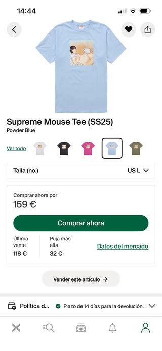 Supreme Mouse Tee Talla L Azul
