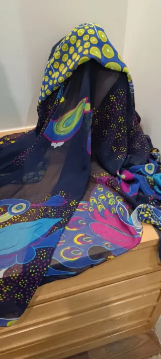 Pañuelo XL Exótico Animales Azul Multicolor