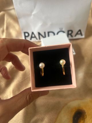 Pendientes aro perla PANDORA originales